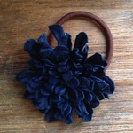 革花のヘアゴム 2Lサイズ(太ゴム) 紺