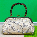 鳥獣戯画 バンブーがま口バッグ(シャンパンゴールド)
