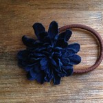 革花のヘアゴム Lサイズ(太ゴム・葉っぱなし) 紺