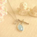 無原罪の聖母メダイとクロスのネックレス(Blue)
