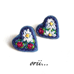 バックキャッチパール花柄刺繍ピアス
