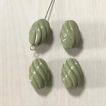 VINTAGE OLIVE GREEN TWIST OVAL BEADS