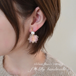 little フラワーイヤリング˚✧₊⁎peach pink