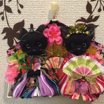 羊毛フェルト黒猫のお雛様ミニ