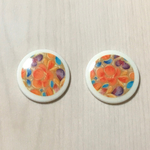 VINTAGE FLORAL FLOWER DESIGN ROUND CABOCHON  