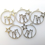 【送料無料】猫😺＆星🌟のチャーム5個(シルバー)