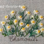 🌿カモミール・手刺繍ファブリックパネル