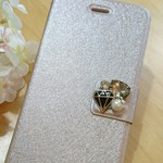 F13）iPhone★【全色再販！】ダイヤモンド型モチーフとビジューのiPhoneケース