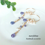 【14kgf】タンザナイト×淡水パール＊フープピアス