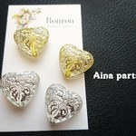 【2個】silver heart beads