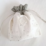 巾着　１８×１６　きらきら星　オフ白×グレー
