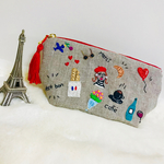 M様用可愛いを詰め込んだ刺繍ファスナーポーチ♡