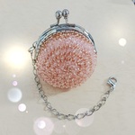 お花のプチがま口＊ダークレッド～ビーズクロッシェ