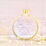 リング型 ハートドロップス  　蝶とハートのアクリルチップ