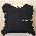 セール!! 期間限定30%off!! ✨送料無料✨上品なリネンクッションカバー   黒色《acanthe  アカントゥ》