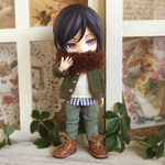 オビツ11サイズお洋服＊スヌード×ブルゾン×重ね着風タンクトップ×デニム4点セット