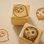 ゴム版はんこ　フクロウのミニはんこセット