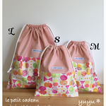 シンプル可愛い巾着袋【35×30】Ｌサイズ◎キャンディちょうちょ◎くすみピンク