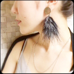 シェルボタン×マラボー   ファーピアス イヤリング