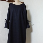 再販　上質ウール　ネイビー　エレガントワンピース👗