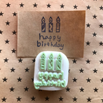 ろうそく3本 happybirthday 消しゴムはんこ