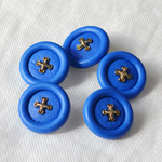 レトロ バブリー ブルー ボタン 23mm【５個セット】