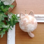 ファーポンポン（ネコ：ベージュMIX） ねこ　猫　にゃんこ 　ファーチャーム