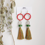 《SALE》レッドフープとカラフルタッセルのピアス