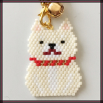 🐕ビーズストラップ(アイボリー)