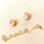 No.7663 送料込♥金縁オーバルピアス