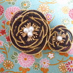 水引　髪飾り「茶金」