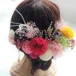 桜とパールの簪　春香る　ヘッドドレス　髪飾り　ヘアパーツ　ヘアピース　プリザーブドフラワー　ウエディング　結婚式　成人式　卒業式　着物　和装