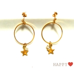 大きめ輪っかと星のピアス／イヤリング／ノンホールピアス