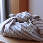 あずま袋お弁当袋(cotton茶生成りストライプ)