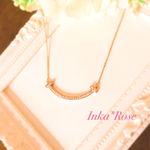 【送料無料】スワロフスキー✨ティファニー風Tスマイルネックレス✨ グルーデコ ピンクゴールド