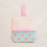オーダー品　ドットの帆布シューズケースpink×green（受注制作）