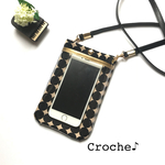 NEW!軽快スタイルのスマホポシェット♪ベージュ×ブラックドット