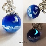 蓄光 雲レジン  月夜のブルームーン2 キーホルダー