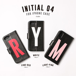 イニシャル04 iPhoneケース手帳型(iPhone 8/X/XS/8plus/7/7plus/6s/6splus/SE/5s)