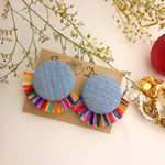 サーフスタイル！デニムくるみボタンピアス LightBLUE