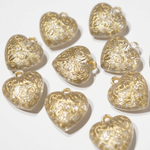 USA IMPORT 【6個】Heart antique gold＊クリアビーズ