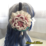 ★オーダー品★3D立体薔薇モチーフと2種のレース＆ピアスつきフェミニンイヤーマフ★