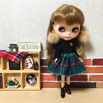 ブライス　リカちゃん　  ドッキングワンピース　 チェック