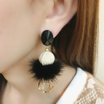 ☆ブラックミンクファー☆モノトーンピアス・イヤリング