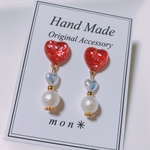 ハートピアス♡レジンピアス✳︎チェコガラス
