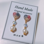 かすみ草ハートピアス♡レジンピアス✳︎チェコガラス