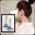 ヴィンテージチャーム×ミニタッセルピアス イヤリング