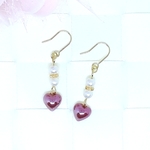 【 SALE 】【 ￥４５０ 送料無料  】ガラスハート×コットンパール 