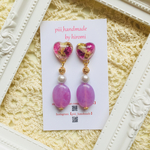 揺れるパープル×ゴールド ピアス【イヤリング】