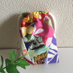 ハワイアンプリントでパッチワークの巾着袋